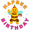 Bee with birthday cake celebrating