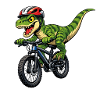 Cartoon cycling dinosaur