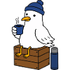 Möwe im Winterstil Kaffeepause