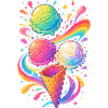 Buntes Eiscreme Motiv mit Regenbogen