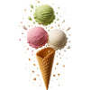 Drei Eiskugeln in knuspriger Waffel Motiv