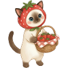 Kawaii Erdbeerkatze mit Erdbeerkorb