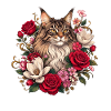 Floral Katze im Rosengarten