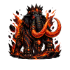 Lava Mammut Elefant mit Feuerkrone