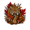Herbst Wildkatze im Blattlabyrinth