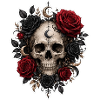 Moon Roses Skull Tattoo