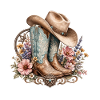 Blumen Western Boots und Hut