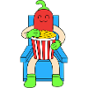 Chili eats popcorn