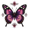 Schmetterling-Tattoo Purpur mit Blüten