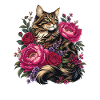 Cat love in a flower wreath