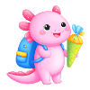 Kawaii Axolotl mit Schultüte – Zur Einschulung