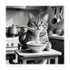 Cat Eats Ramen Noodles