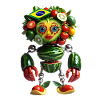 Fruit Robot with Flag Head