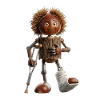 Wooden Peanut Robot Mascot