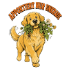 Hund mit Unkrautkranz Apportierheld