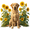 Labrador im Sonnenblumenfeld