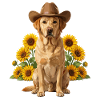 Cowboy dog with sunflowers