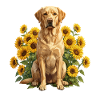 Chien tournesol dans le champ