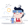 Sommer Strand Urlaub Junge Illustration