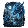 Blue dragon howling at the moon