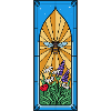 Bee window in garden flowers
