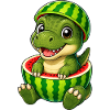 Cute T-Rex Dinosaur Cartoon Melon