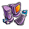 Retro Computer Sketch in Purple