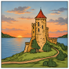 Sunset Castle by the Sea