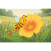 Yellow bee in flower garden