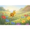 Bunte Biene auf der Blumenwiese