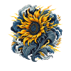 Sonnenblume im Sturm Blitzwolken