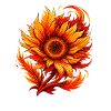 Flaming Sunflower Blossom Art
