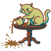 Katze kippt die Tasse um