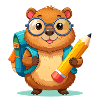 Kawaii Beaver with Glasses & Satchel – Schulanfang