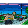 Retro City Street Scene