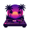 Vinyl Sunset Beach Palm Tree