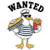 Hungry Seagull with Burger Fries