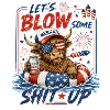 Patriotic bull with fireworks USA
