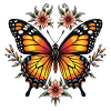 Butterfly wings with flower tendrils