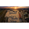 Bus depot at sunset