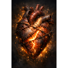 Burning heart with stitches