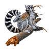 Jungle animals, ring-tailed lemur on branch