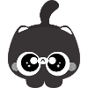 Mitternachtskawaii-Katze mit Brille