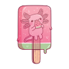 Cute Axolotl Frozen In Watermelon Icelolly