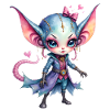 Chibi Demon Fantasy Blue Pink
