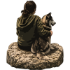 Resting Together on Rock with Husky