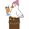 Möwe mit Mütze und Cocktail