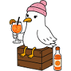Möwe mit Cocktail im Strandlook