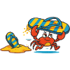 Naughty crab steals the flip-flop