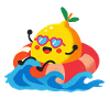 Cool lemon in the swimming ring